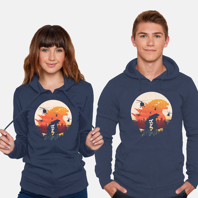 King Kaiju Sunset-unisex pullover sweatshirt-dandingeroz