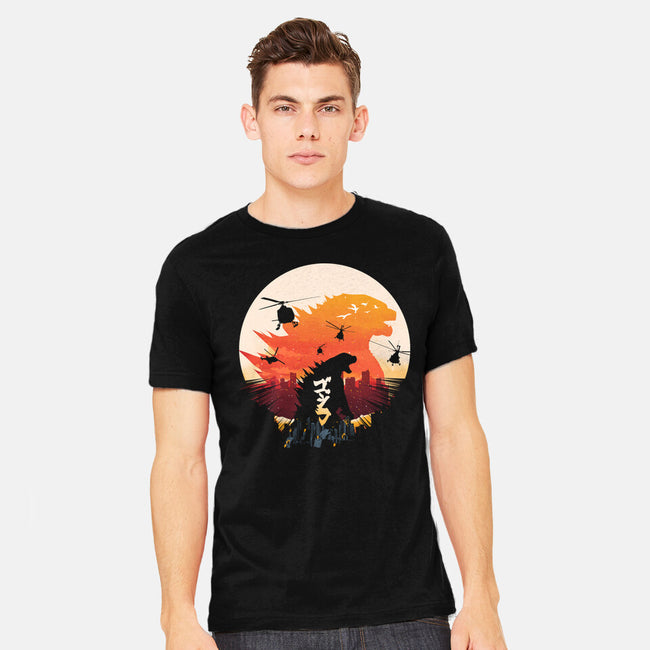 King Kaiju Sunset-mens heavyweight tee-dandingeroz