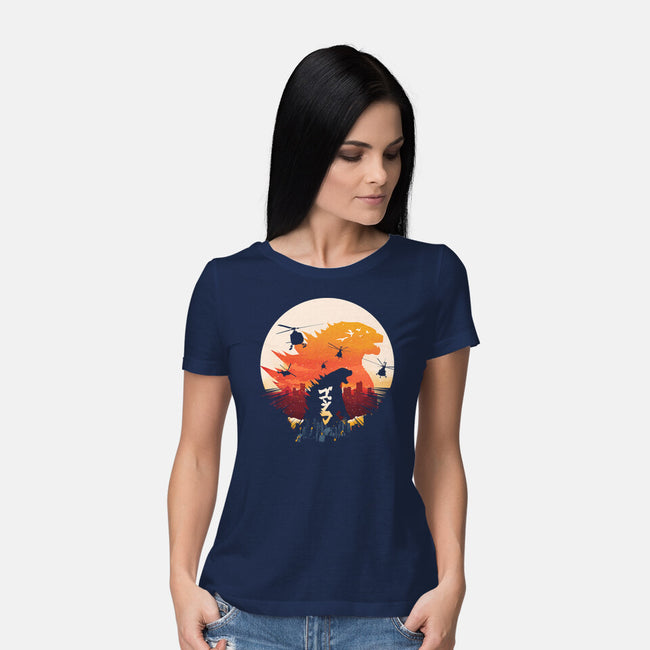 King Kaiju Sunset-womens basic tee-dandingeroz