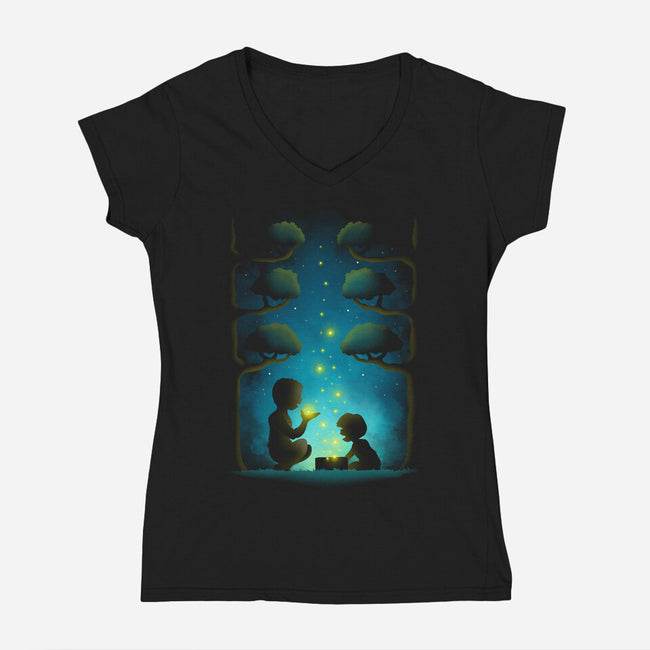 Lightning Bugs-womens v-neck tee-Vallina84