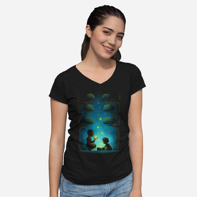 Lightning Bugs-womens v-neck tee-Vallina84