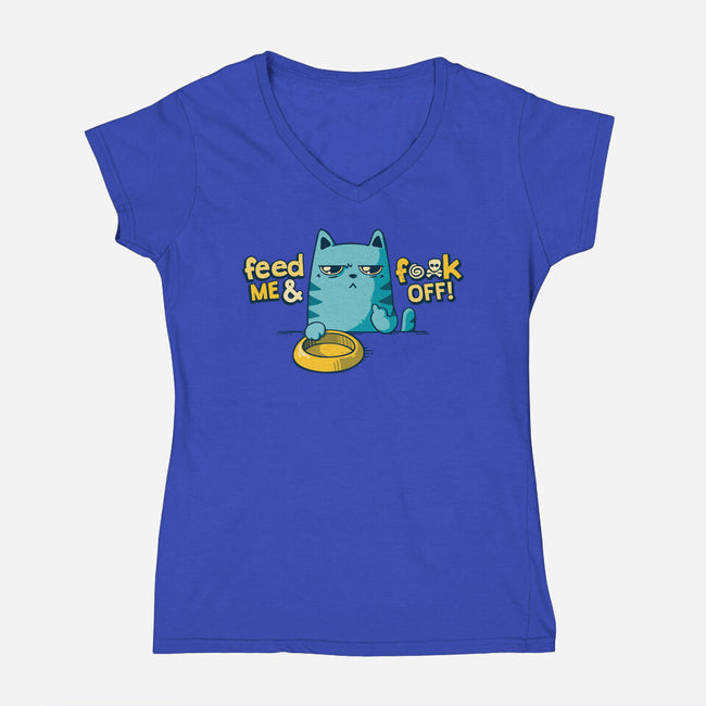 Hungry Cats-womens v-neck tee-teesgeex
