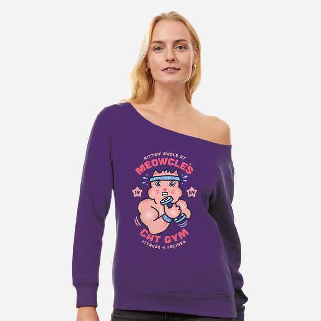 Meowcle's Cat Gym-womens off shoulder sweatshirt-hbdesign
