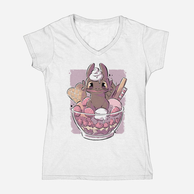 Toothless Dessert-womens v-neck tee-xMorfina