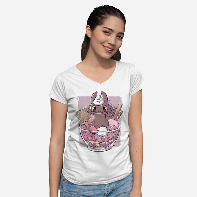 Toothless Dessert-womens v-neck tee-xMorfina