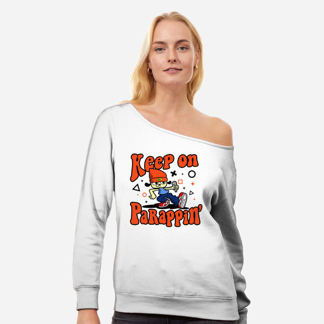 Keep On PaRappin-womens off shoulder sweatshirt-demonigote