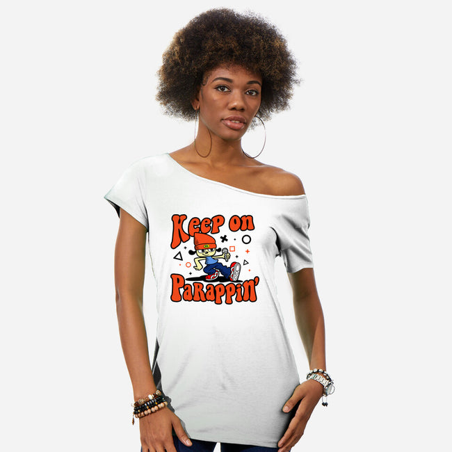 Keep On PaRappin-womens off shoulder tee-demonigote