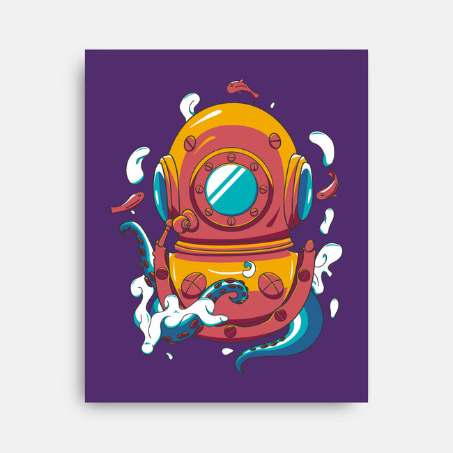 Diving Octopus-none stretched canvas-Astoumix