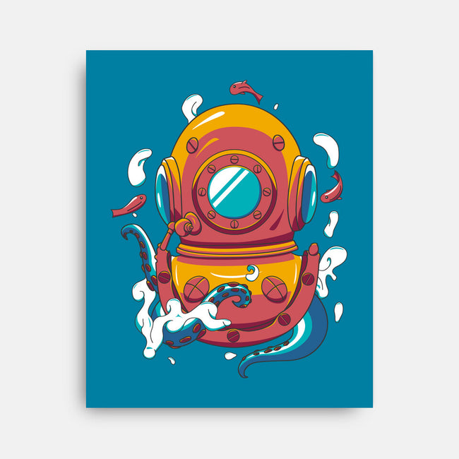 Diving Octopus-none stretched canvas-Astoumix
