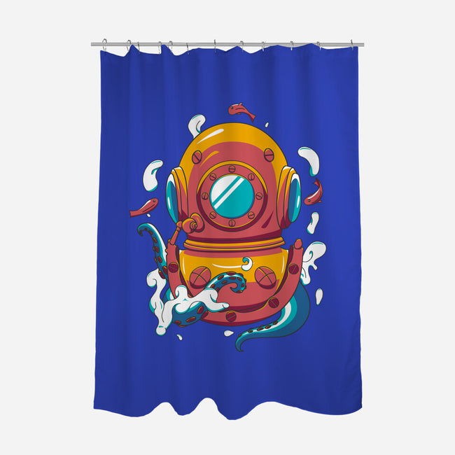 Diving Octopus-none polyester shower curtain-Astoumix