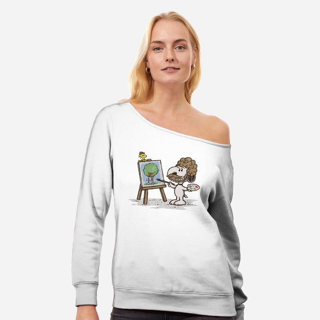 Dog Ross-womens off shoulder sweatshirt-kg07