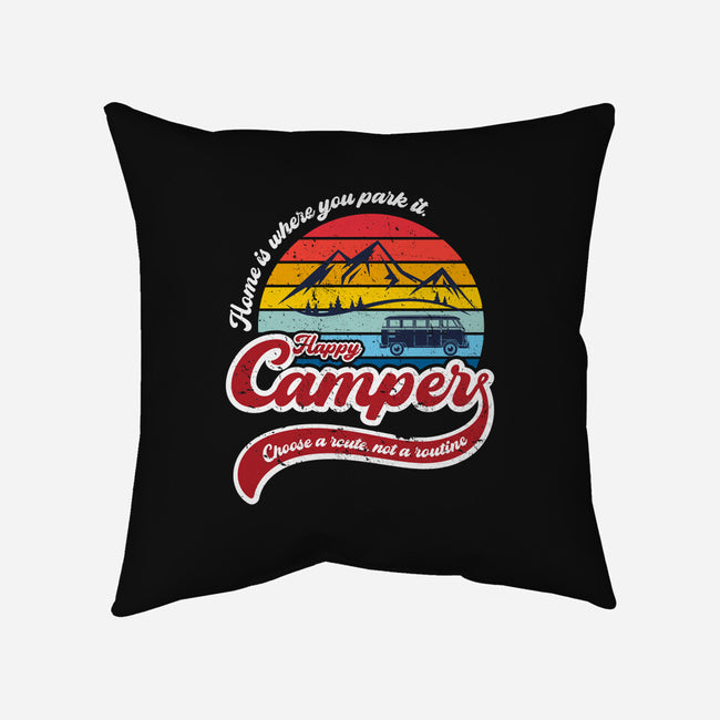 Happy Camper-none removable cover w insert throw pillow-DrMonekers