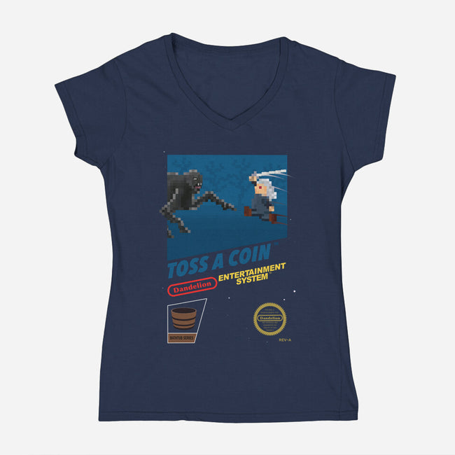 Witcher NES Blackbox-womens v-neck tee-Crown&Thistle
