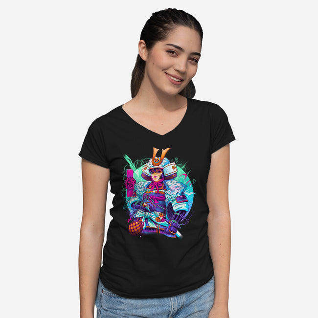 Winter Samurai-womens v-neck tee-Bruno Mota
