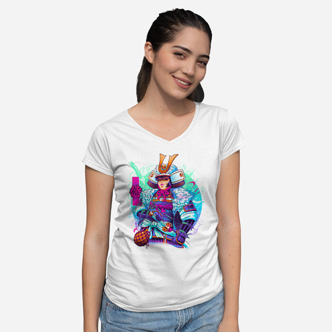 Winter Samurai-womens v-neck tee-Bruno Mota