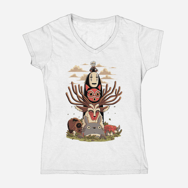 Ghibli Totem-womens v-neck tee-danielmorris1993