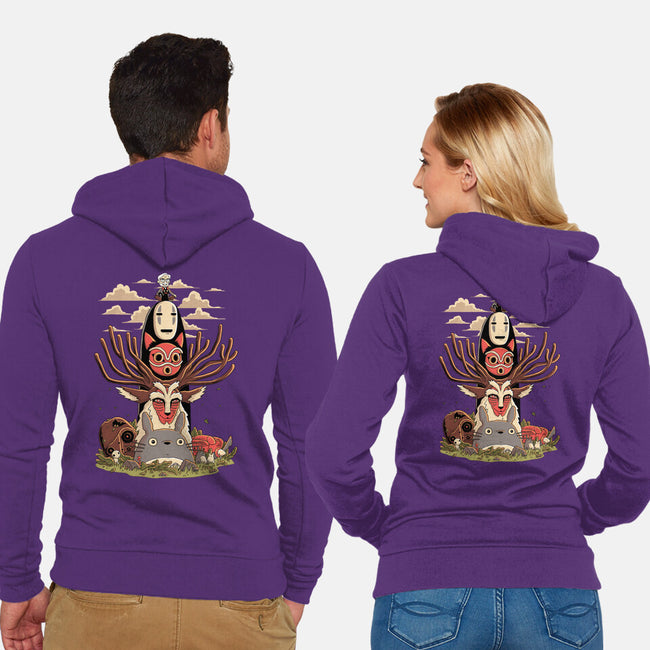 Ghibli Totem-unisex zip-up sweatshirt-danielmorris1993
