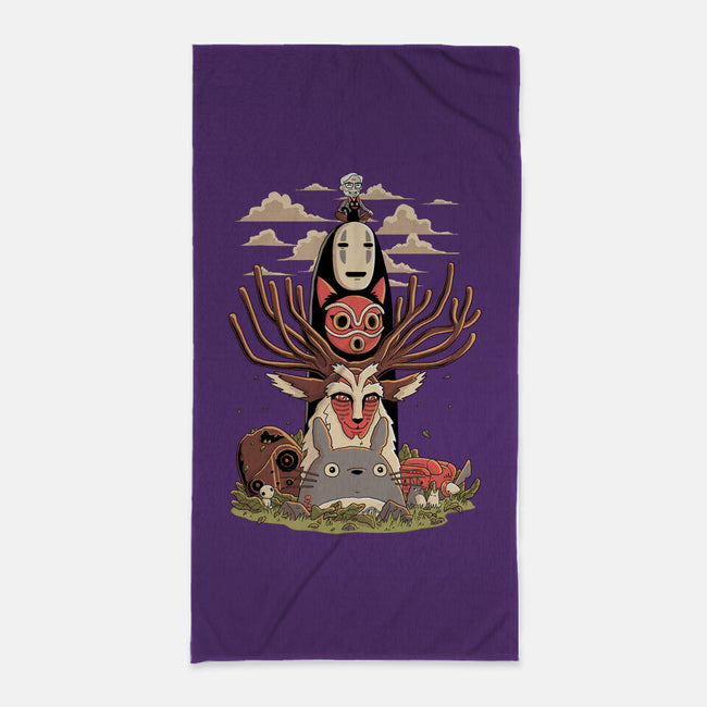 Ghibli Totem-none beach towel-danielmorris1993