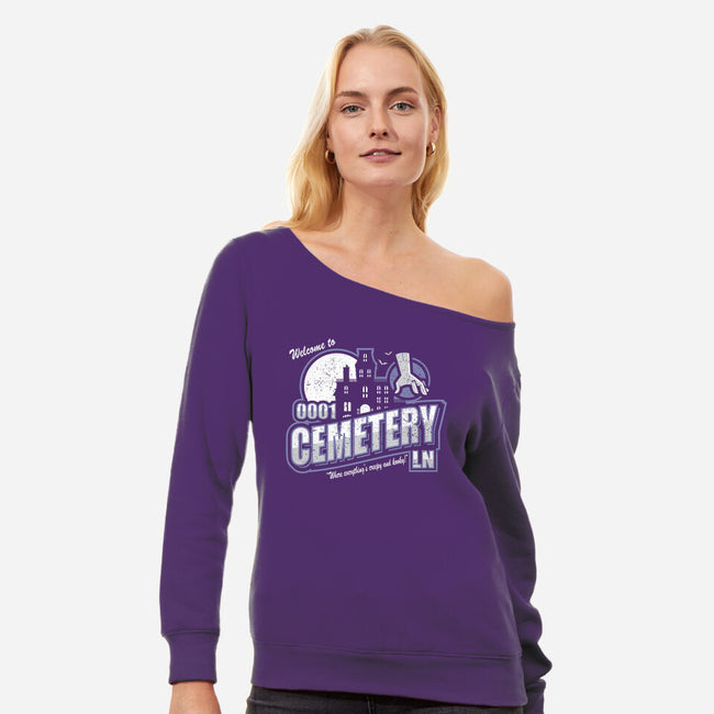Welcome To Cemetery Lane-womens off shoulder sweatshirt-jrberger
