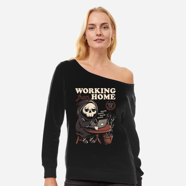 Working From Home-womens off shoulder sweatshirt-eduely