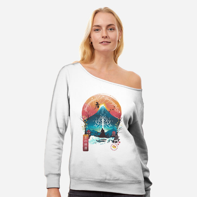 The King Landscape-womens off shoulder sweatshirt-dandingeroz