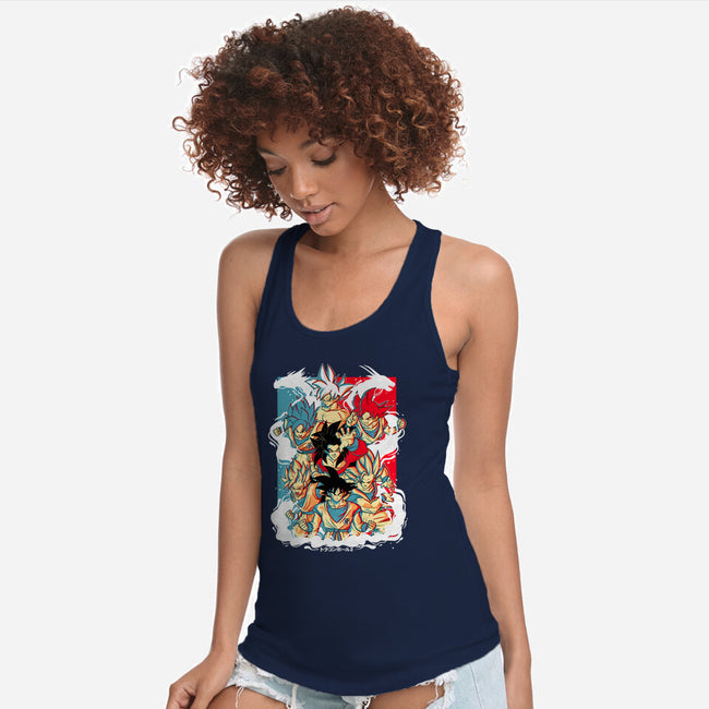 Goku Transforms-womens racerback tank-Douglasstencil