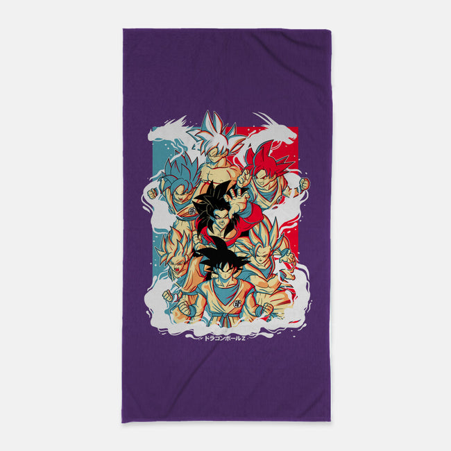 Goku Transforms-none beach towel-Douglasstencil