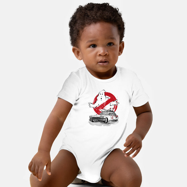 Ecto-1 Sumi-E-baby basic onesie-DrMonekers