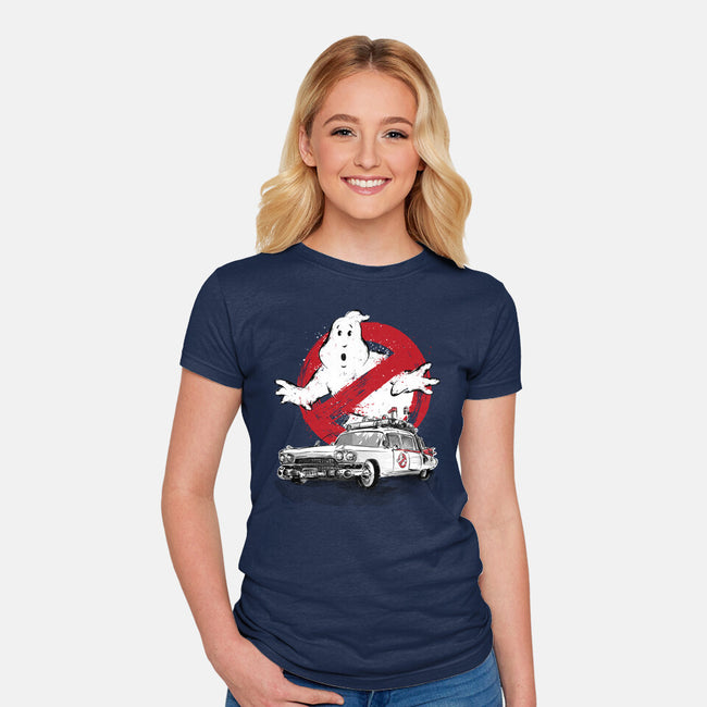 Ecto-1 Sumi-E-womens fitted tee-DrMonekers