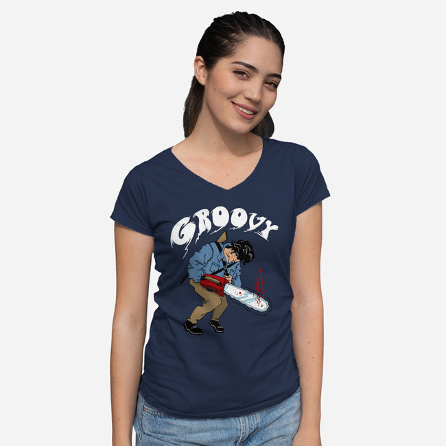 Ash Vs. The World-womens v-neck tee-vp021