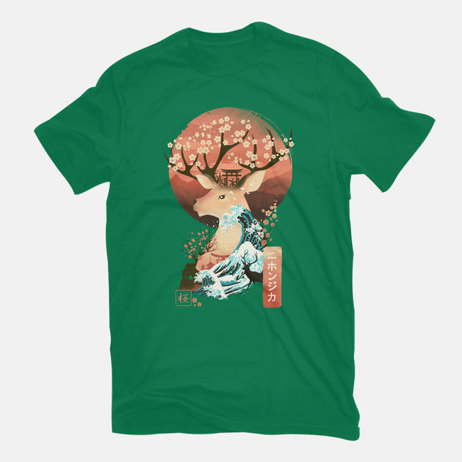 Sika Deer Landscape-womens fitted tee-dandingeroz