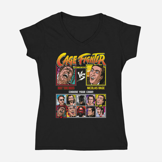 Cage Fighter-womens v-neck tee-Retro Review