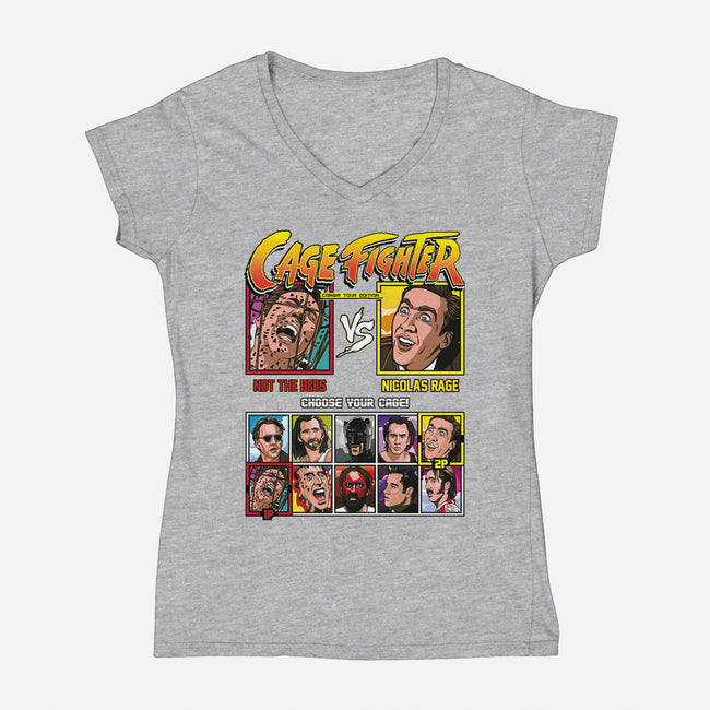 Cage Fighter-womens v-neck tee-Retro Review