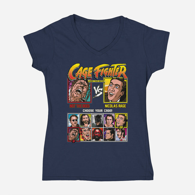 Cage Fighter-womens v-neck tee-Retro Review
