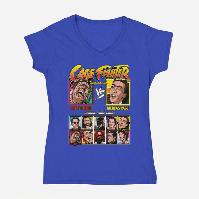 Cage Fighter-womens v-neck tee-Retro Review