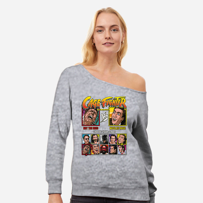Cage Fighter-womens off shoulder sweatshirt-Retro Review