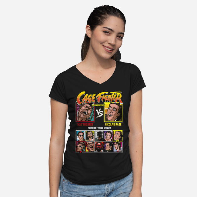 Cage Fighter-womens v-neck tee-Retro Review