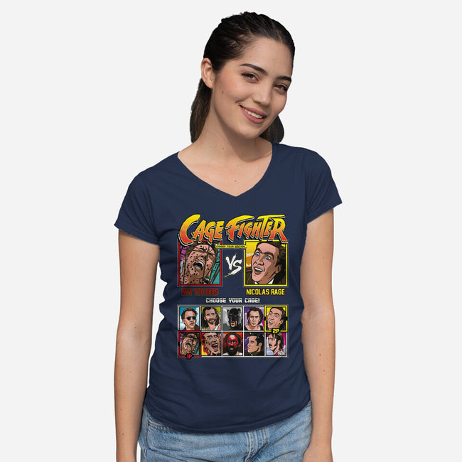 Cage Fighter-womens v-neck tee-Retro Review