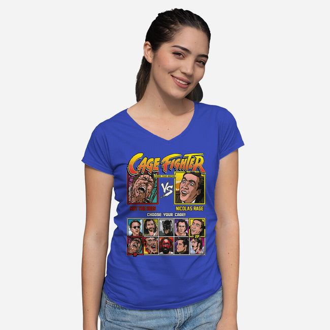 Cage Fighter-womens v-neck tee-Retro Review