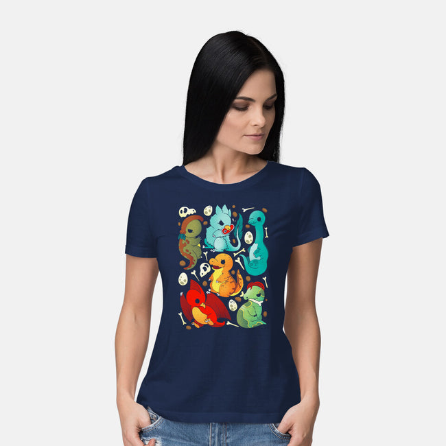 Cute Dinosaurs-womens basic tee-Vallina84
