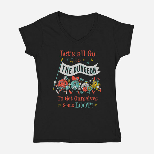 Let's Go to the Dungeon-womens v-neck tee-Nemons