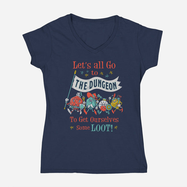 Let's Go to the Dungeon-womens v-neck tee-Nemons