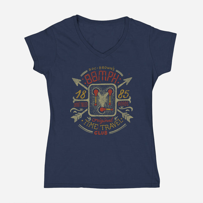 88MPH Time Travel Club-womens v-neck tee-Azafran