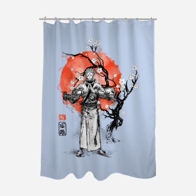 Sukuna Ink-none polyester shower curtain-IKILO