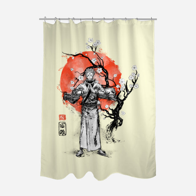 Sukuna Ink-none polyester shower curtain-IKILO