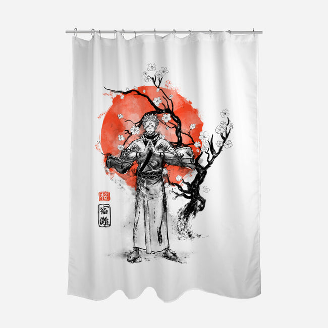 Sukuna Ink-none polyester shower curtain-IKILO