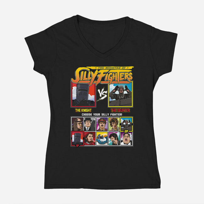 Ministry Of Silly Fighters-womens v-neck tee-Retro Review