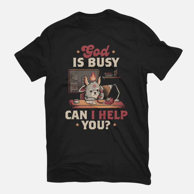 God Is Busy-womens fitted tee-eduely