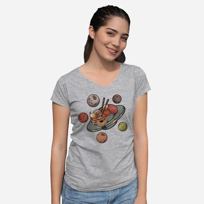 Back To Space Ramen-womens v-neck tee-hirolabs