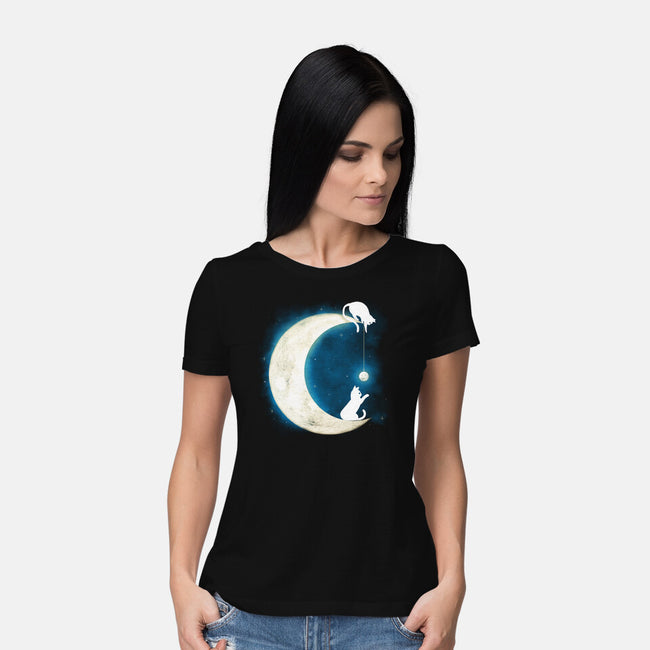 Moon Cat-womens basic tee-Vallina84